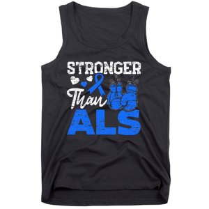 Stronger Than ALS Awareness Ribbon Supporter Warrior Tank Top