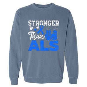 Stronger Than ALS Awareness Ribbon Supporter Warrior Garment-Dyed Sweatshirt