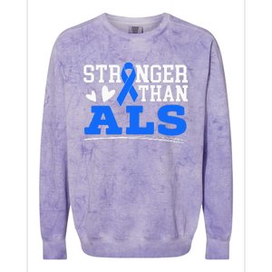 Stronger Than ALS Awareness Ribbon Supporter Warrior Colorblast Crewneck Sweatshirt