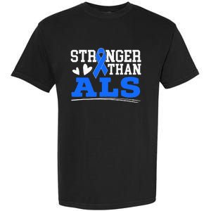 Stronger Than ALS Awareness Ribbon Supporter Warrior Garment-Dyed Heavyweight T-Shirt