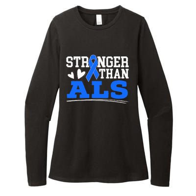 Stronger Than ALS Awareness Ribbon Supporter Warrior Womens CVC Long Sleeve Shirt