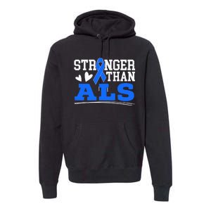 Stronger Than ALS Awareness Ribbon Supporter Warrior Premium Hoodie