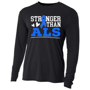 Stronger Than ALS Awareness Ribbon Supporter Warrior Cooling Performance Long Sleeve Crew