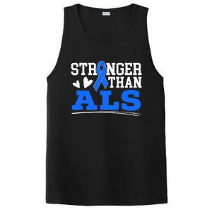 Stronger Than ALS Awareness Ribbon Supporter Warrior PosiCharge Competitor Tank