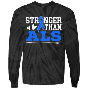 Stronger Than ALS Awareness Ribbon Supporter Warrior Tie-Dye Long Sleeve Shirt