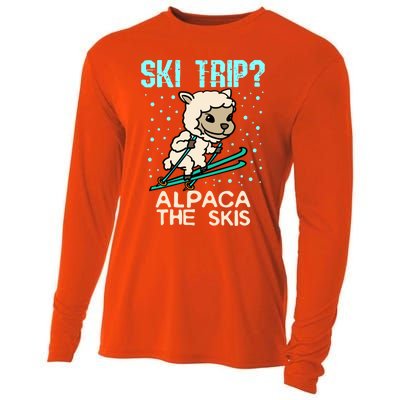 Ski Trip Alpaca The Skis Funny Skier Gift Ski Skiing Lover Cute Gift Cooling Performance Long Sleeve Crew