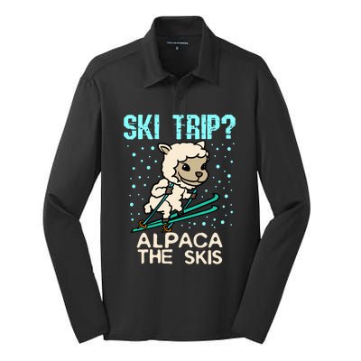 Ski Trip Alpaca The Skis Funny Skier Gift Ski Skiing Lover Cute Gift Silk Touch Performance Long Sleeve Polo