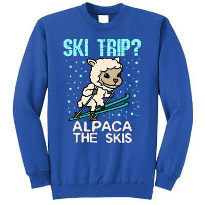 Ski Trip Alpaca The Skis Funny Skier Gift Ski Skiing Lover Cute Gift Sweatshirt