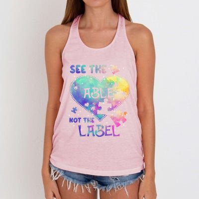 See The Able Not The Label Autism Awareness Month Gift Women's Knotted Racerback Tank