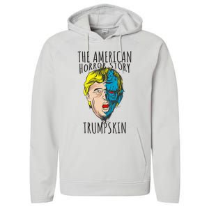 Scary Trumpskin American Horror Spooky Trump Performance Fleece Hoodie