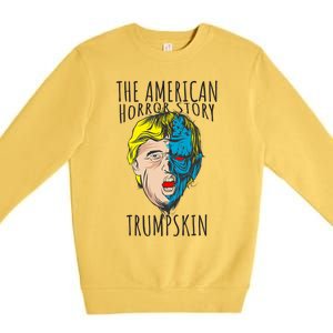 Scary Trumpskin American Horror Spooky Trump Premium Crewneck Sweatshirt