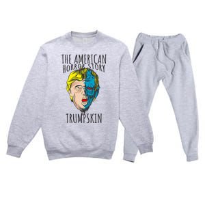 Scary Trumpskin American Horror Spooky Trump Premium Crewneck Sweatsuit Set