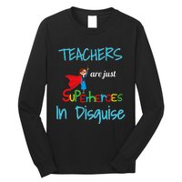 School Teachers Are Superheroes Distressed Design Long Sleeve Shirt