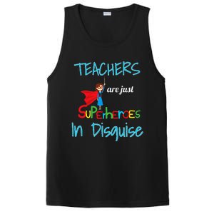 School Teachers Are Superheroes Distressed Design PosiCharge Competitor Tank