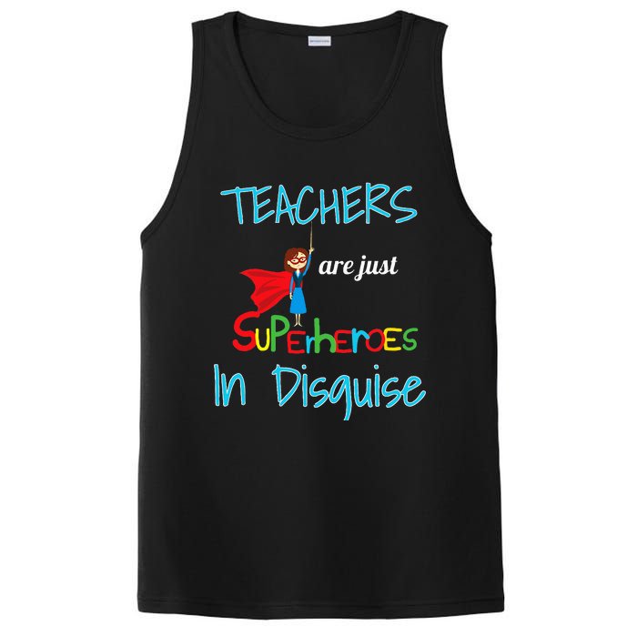 School Teachers Are Superheroes Distressed Design PosiCharge Competitor Tank