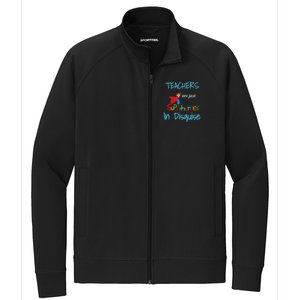 School Teachers Are Superheroes Distressed Design Stretch Full-Zip Cadet Jacket