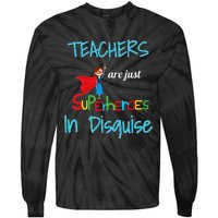 School Teachers Are Superheroes Distressed Design Tie-Dye Long Sleeve Shirt