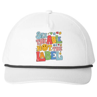 See The Able Not The Label Autism Autism Awareness Be Kind Autism Snapback Five-Panel Rope Hat