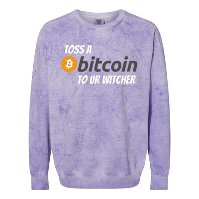 Stylish Toss A Bitcoin To Ur Witcher, Medieval Gamer Design Colorblast Crewneck Sweatshirt