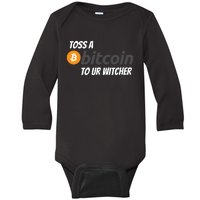 Stylish Toss A Bitcoin To Ur Witcher, Medieval Gamer Design Baby Long Sleeve Bodysuit