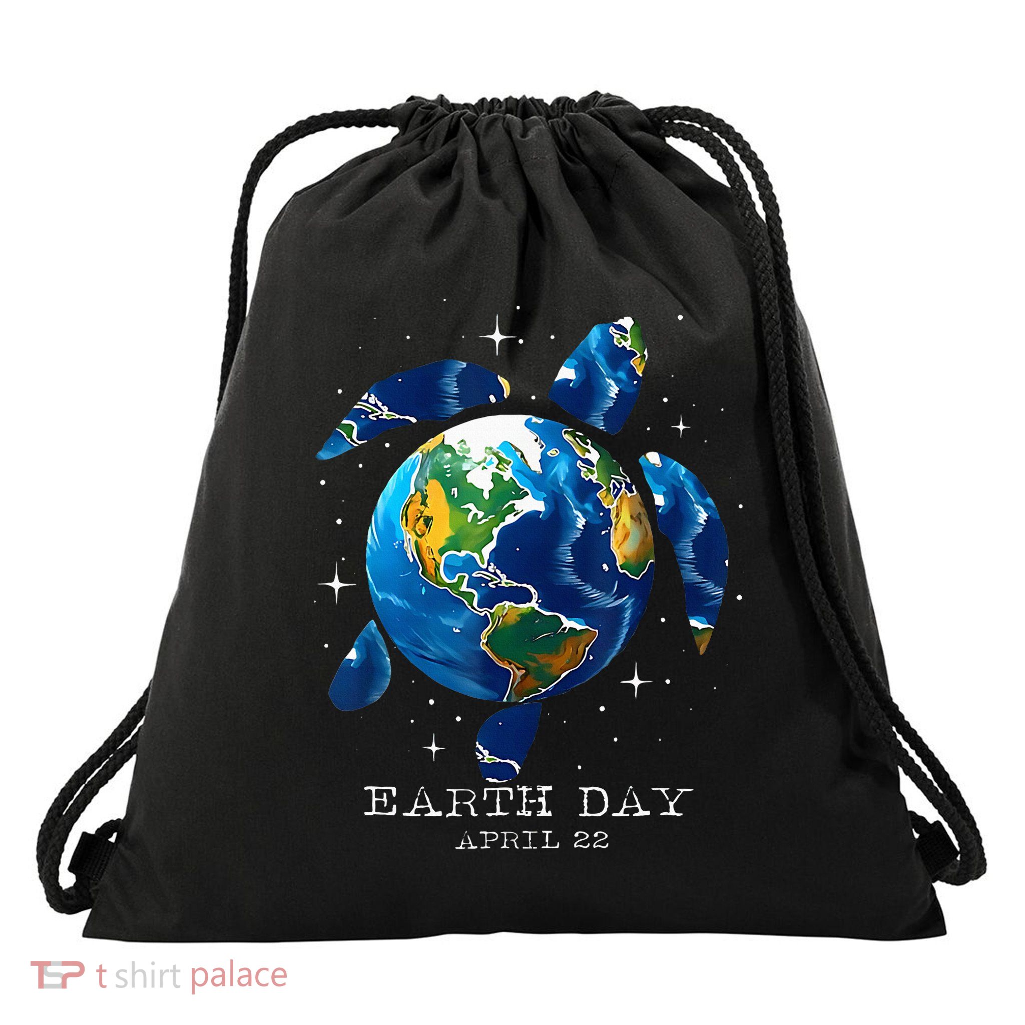 Sea Turtle Art Save The Planet Drawstring Bag