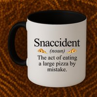 Snaccident The Act Of Eating A Large Pizza By Mistake Mug