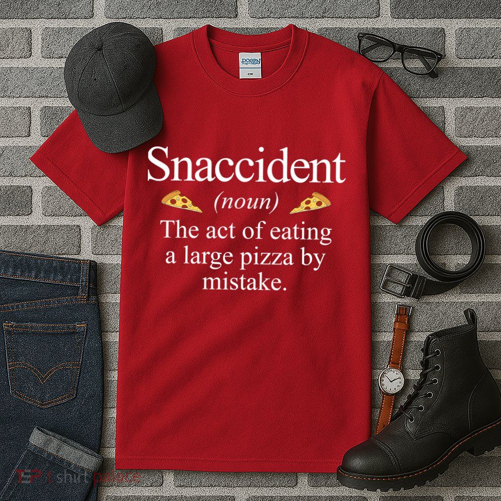 Snaccident The Act Of Eating A Large Pizza By Mistake Tall T-Shirt