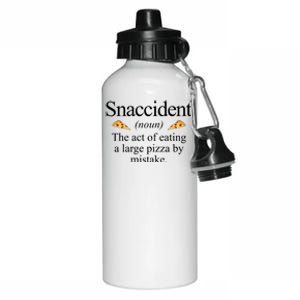 Snaccident The Act Of Eating A Large Pizza By Mistake Aluminum Water Bottle