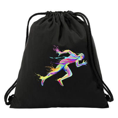 Sprinter Track And Field Runner Running Marathon Drawstring Bag