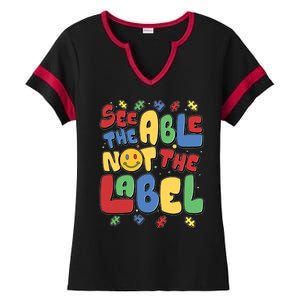 See The Able Not The Label Autism Awareness Ladies Halftime Notch Neck Tee