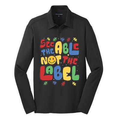 See The Able Not The Label Autism Awareness Silk Touch Performance Long Sleeve Polo