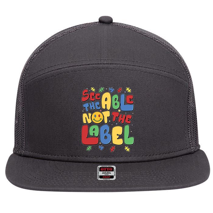See The Able Not The Label Autism Awareness 7 Panel Mesh Trucker Snapback Hat