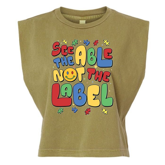 See The Able Not The Label Autism Awareness Garment-Dyed Women's Muscle Tee