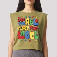 See The Able Not The Label Autism Awareness Garment-Dyed Women's Muscle Tee