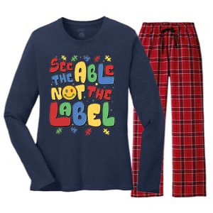 See The Able Not The Label Autism Awareness Women's Long Sleeve Flannel Pajama Set 