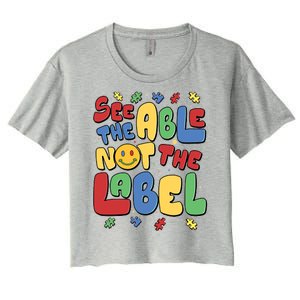 See The Able Not The Label Autism Awareness Women's Crop Top Tee