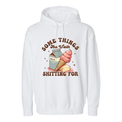 Some Things Are Worth Shitting For Garment-Dyed Fleece Hoodie