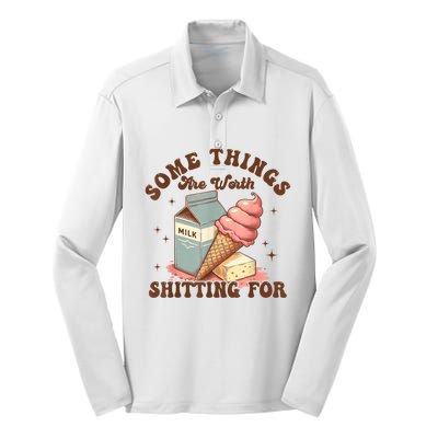 Some Things Are Worth Shitting For Silk Touch Performance Long Sleeve Polo