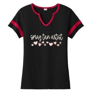 Spray Tan Artist Valentines Day Daisy Salon Little Hearts Ladies Halftime Notch Neck Tee