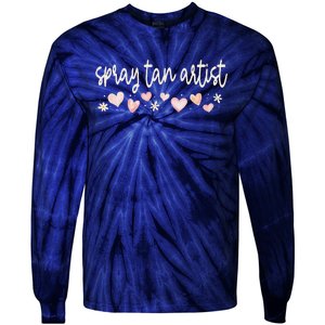 Spray Tan Artist Valentines Day Daisy Salon Little Hearts Tie-Dye Long Sleeve Shirt