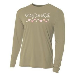 Spray Tan Artist Valentines Day Daisy Salon Little Hearts Cooling Performance Long Sleeve Crew