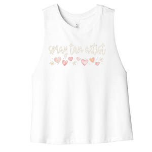 Spray Tan Artist Valentines Day Daisy Salon Little Hearts Women's Racerback Cropped Tank