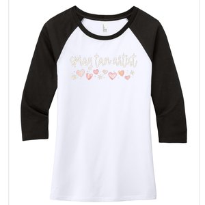 Spray Tan Artist Valentines Day Daisy Salon Little Hearts Women's Tri-Blend 3/4-Sleeve Raglan Shirt