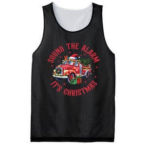 Sound The Alarm It Is Christmas Xmas Holiday Red Truck Firefighter Mesh Reversible Basketball Jersey Tank