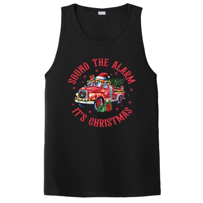 Sound The Alarm It Is Christmas Xmas Holiday Red Truck Firefighter PosiCharge Competitor Tank