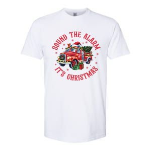 Sound The Alarm It Is Christmas Xmas Holiday Red Truck Firefighter Softstyle CVC T-Shirt