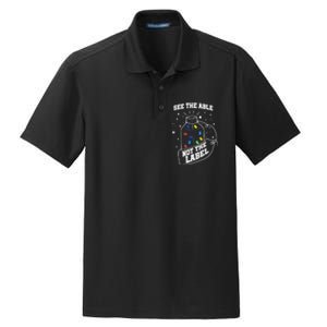 See The Able Not The Label Puzzle Cool Autism Awareness Gift Dry Zone Grid Polo