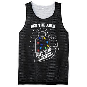 See The Able Not The Label Puzzle Cool Autism Awareness Gift Mesh Reversible Basketball Jersey Tank