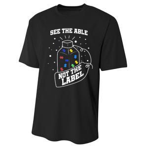 See The Able Not The Label Puzzle Cool Autism Awareness Gift Performance Sprint T-Shirt