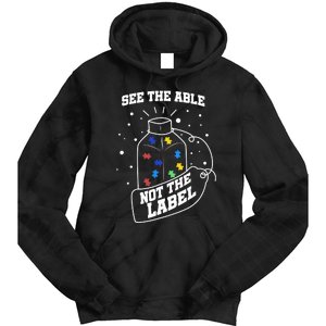 See The Able Not The Label Puzzle Cool Autism Awareness Gift Tie Dye Hoodie